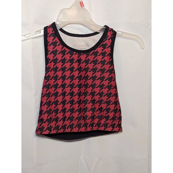 Goldsheep Women S Red Houndstooth Sports Bra Top Racerback No Pads Athletic - Picture 1 of 8
